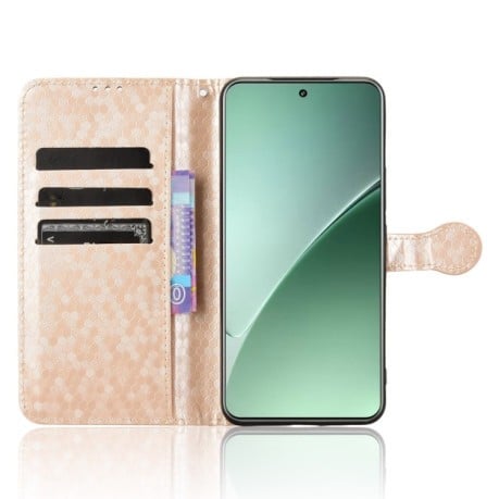 Чехол-книжка Honeycomb Dot для Xiaomi 15 Pro - золотой
