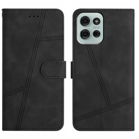 Чохол-книжка Skin-feel Stitching Leather для Motorola Moto G75 - чорний