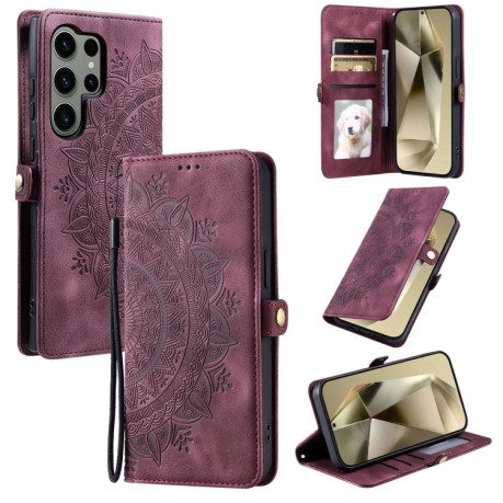 Чохол-книжка Totem Embossed Magnetic Leather  для Samsung Galaxy S25 Ultra 5G - винно-червоний