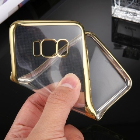 Силиконовый чехол Electroplating Frame для Samsung Galaxy S8 + / G9550-золотой