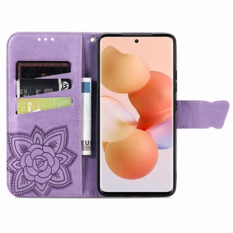 Чехол-книжка Butterfly Love Flower Embossed на Xiaomi 12T / 12T Pro / Redmi K50 - светло-фиолетовый