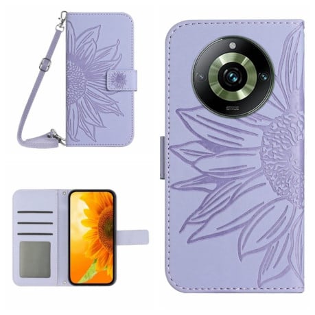 Чехол-книжка Skin Feel Sun Flower для Realme 11 Pro 5G/11 Pro+ 5G - фиолетовый