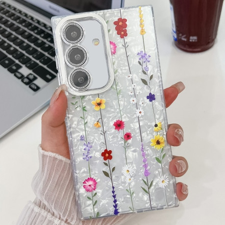 Чохол Electroplating Laser Flower Texture для Samsung Galaxy S25+ 5G - Yellow Wildflower 