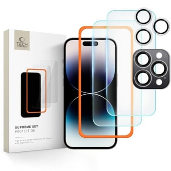 Комплект захисного скла Tech-Protect Supreme Set 3 pcs для iPhone 16 Pro - Transparent