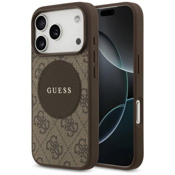 Оригинальный чехол Guess 4G Circle Classic Logo с MagSafe на iPhone 17 Pro - brown
