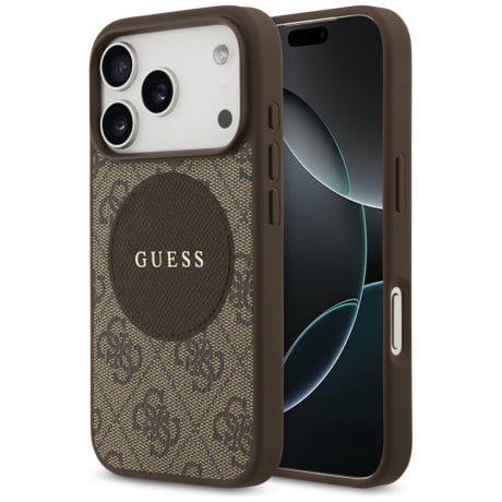 Оригинальный чехол Guess 4G Circle Classic Logo с MagSafe на iPhone 17 Pro - brown