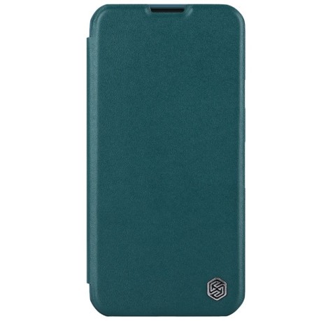 Кожаный чехол-книжка NILLKIN QIN Series Pro Plain Leather для iPhone 15 Pro Max - зеленый