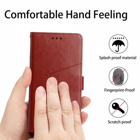 Чехол- книжка Y-shaped Pattern Flip Leather на Xiaomi Redmi Note 14 4G - коричневый