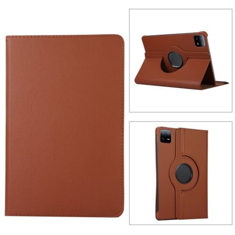 Чехол-книжка 360 Degree Magnetic Rotation Holder на Xiaomi Pad 6 / Pad 6 Pro - коричневый