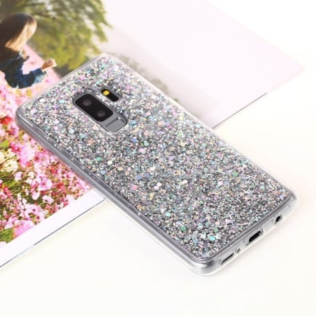 TPU чехол на Samsung Galaxy S9+/G965 Glitter Powder серебристый