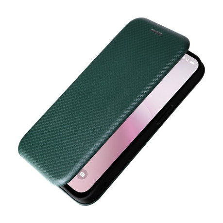 Чехол-книжка Carbon Fiber Texture на iPhone 16e - зеленый