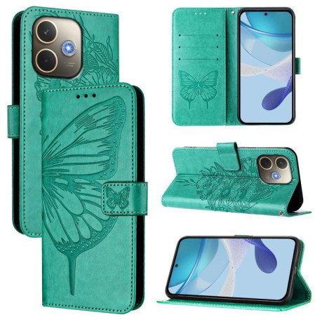 Чехол-книжка Embossed Butterfly для OPPO A5 Pro 5G Global - зеленый