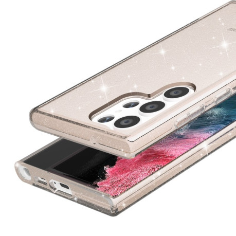 Противоударный чехол Terminator Style Glitter для Samsung Galaxy S23 Ultra 5G - золотой