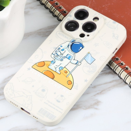 Чохол протиударний Astronaut Pattern Silicone Straight Edge для iPhone 16 Pro - Planet Landing-White