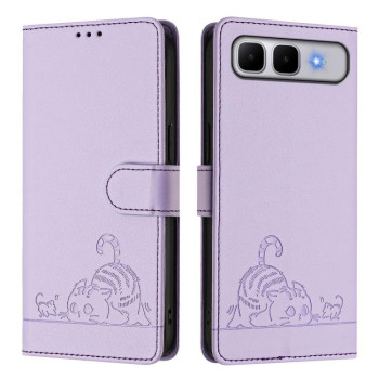 Чехол-книжка с тиснением Cat Rat защитой от сканирования RFID для Infinix Smart 10 Plus — фиолетовый