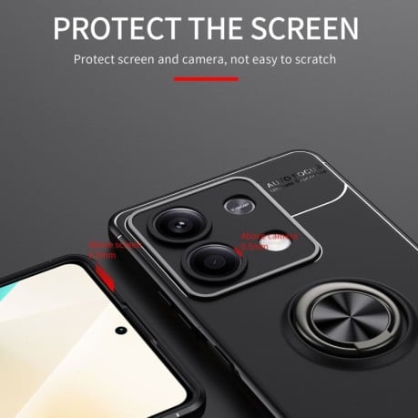 Ударозахисний чохол Metal Ring Holder для Xiaomi Redmi Note 13 - чорно-червоний