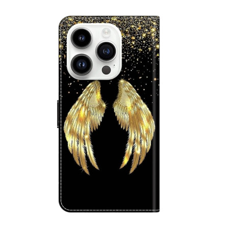 Чохол-книжка Crystal 3D Shockproof Protective Leather для iPhone 15 Pro - Golden Wings