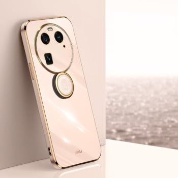 Чехол XINLI Straight Edge с держаталем-подставкой на OPPO Find X6 - розовый