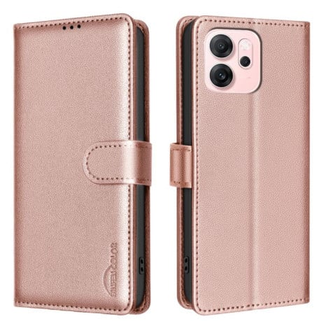 Чехол-книжка Litchi Texture RFID Anti-theft Leather на OPPO Reno14 F 5G - золотой