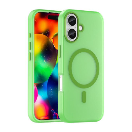 Противоударный чехол MagSafe Frosted Translucent TPU + PC для iPhone 17 - зеленый