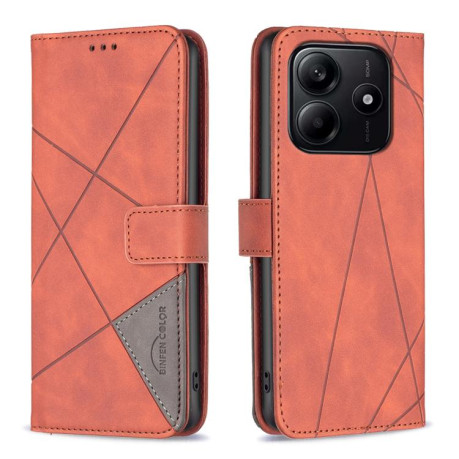 Чохол-книжка Rhombus Texture для Xiaomi Redmi Note 14 4G - коричневий