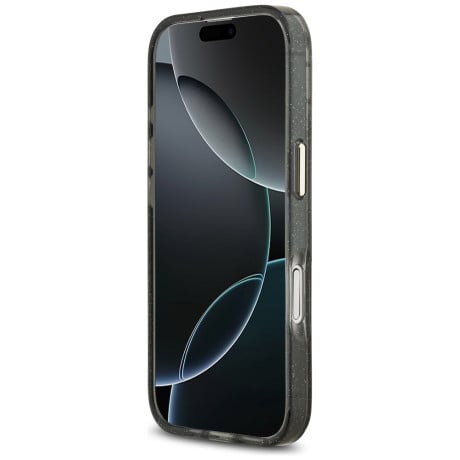 Оригінальний чохол Guess IML Glitter Flowers Triangle з MagSafe на iPhone 17 - black