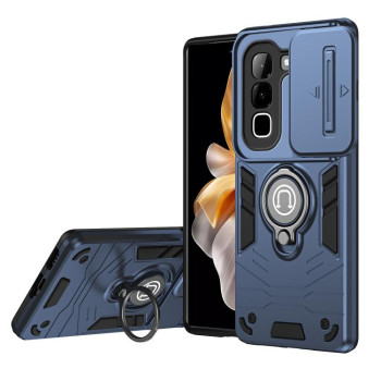 Противоударный чехол Sliding Camshield Ring Holder на Infinix Hot 70 4G — королевский синий