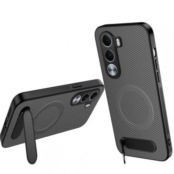 Магнитный чехол Wanlonfeng с подставкой и карбоновой текстурой на Realme C100i / C100x 4G — серый
