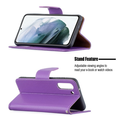 Чохол-книжка Litchi Texture Pure Color Samsung Galaxy S21 FE - фіолетовий