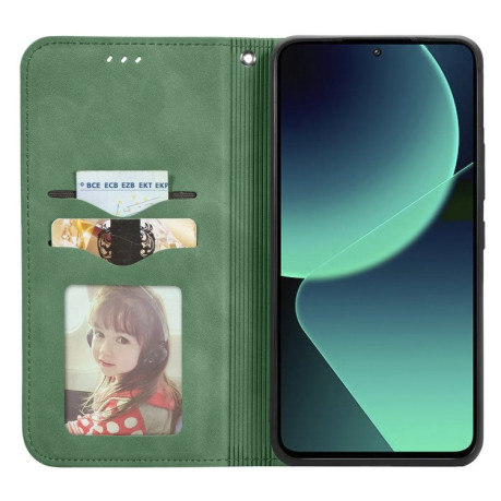 Чехол-книжка Retro Skin Feel Magnetic Flip Leather для Xiaomi 13T / 13T Pro - зеленый