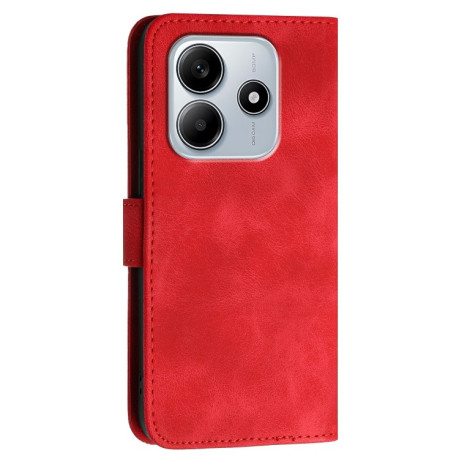 Чохол-книжка Grid Butterfly Embossed Pattern Flip Leather для Xiaomi Redmi Note 14 5G/Poco M7 Pro 5G - червоний
