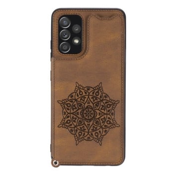 Противоударный Mandala Embossed Card Slots для Samsung Galaxy A23 4G - коричневый
