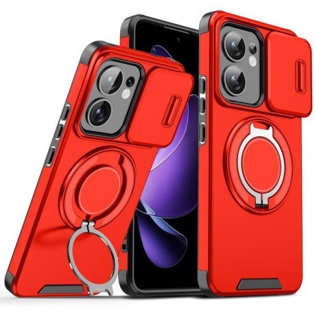 Протиударний чохол Sliding Camshield Ring Holder для OPPO Reno13 F/Reno13 FS- червоний