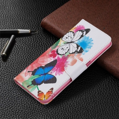 Чехол-книжка Colored Drawing Pattern для OPPO A54 4G / A55 5G - Butterflies
