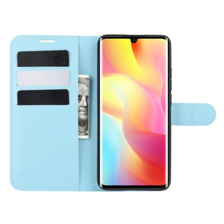 Чехол-книжка Litchi Texture на Xiaomi Mi Note 10 Lite - голубой