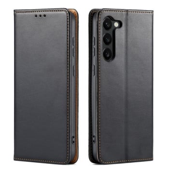 Кожаный чехол-книжка Fierre Shann Genuine leather на Samsung Galaxy S23 5G - черный