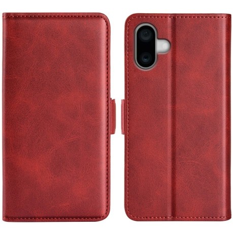 Чехол-книжка Dual-side Magnetic Buckle для iPhone 16 - красный