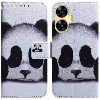 Чехол-книжка Coloured Drawing для Realme C55 - Panda