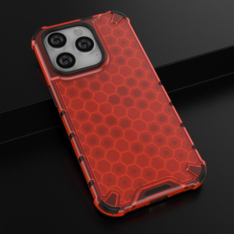 Противоударный чехол Honeycomb with Neck Lanyard для  iPhone 14 Pro - красный