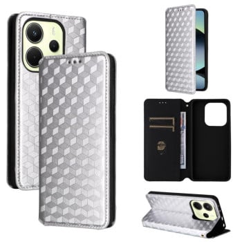 Чохол-книжка Cubic Grid Flip Leather для Xiaomi Redmi Note 14 4G 164.84mm - сріблястий