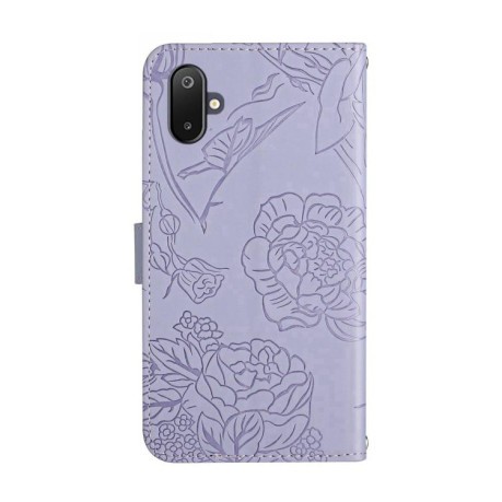 Чохол-книжка Embossed Butterfly для Samsung Galaxy M06 5G - фіолетовий