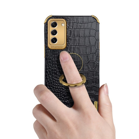 Противоударный чехол 6D Electroplating Crocodile для Samsung Galaxy S23 5G - черный