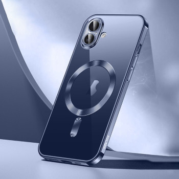 Силіконовий чехол SULADA з MagSafe з блискучим покриттям на iPhone 16 Plus - блакитний