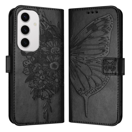 Чехол-книжка Embossed Butterfly для Samsung Galaxy S24 FE 5G - черный