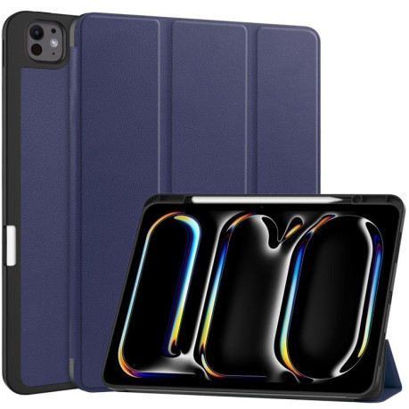 Чехол-книжка Custer Pattern Pure Color 3-Fold Holder на iPad Pro 13 2024 - синий