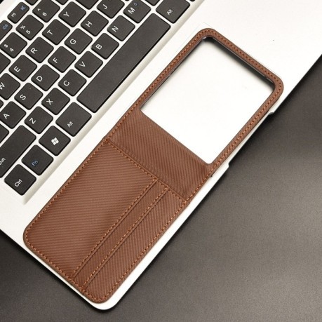 Протиударний чохол Card Slot PU Leather PC для Motorola Moto Razr 50 Ultra - коричневий