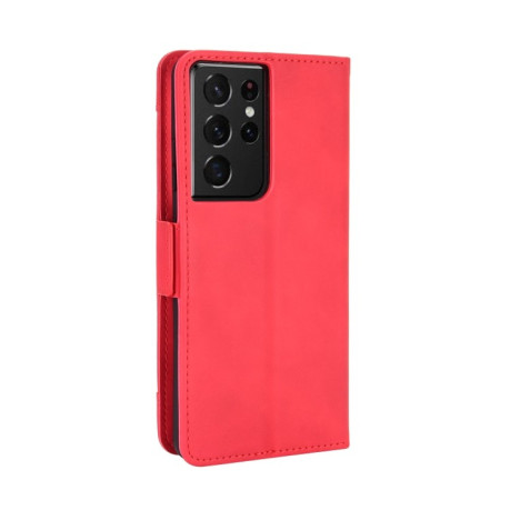 Чехол-книжка Skin Feel Calf на Samsung Galaxy S21 Ultra - красный