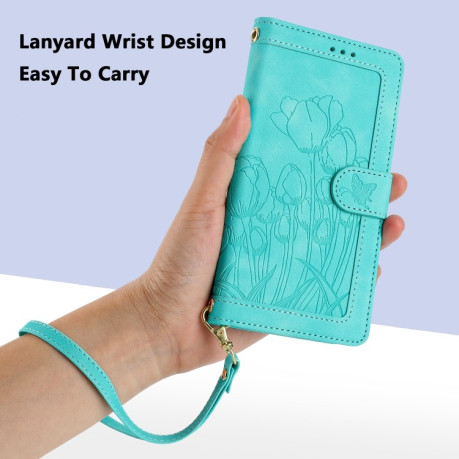 Чохол-книжка Tulips Embossed Leather для iPhone 16e - зелений