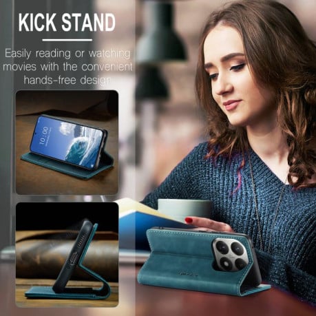 Чехол-книжка CaseMe-013 многофункциональный с кармашком на карт на Xiaomi 15T - синий