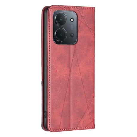 Чехол-книжка Rhombus Texture на Xiaomi Redmi 15C 5G / 4G EU 173mm - красный